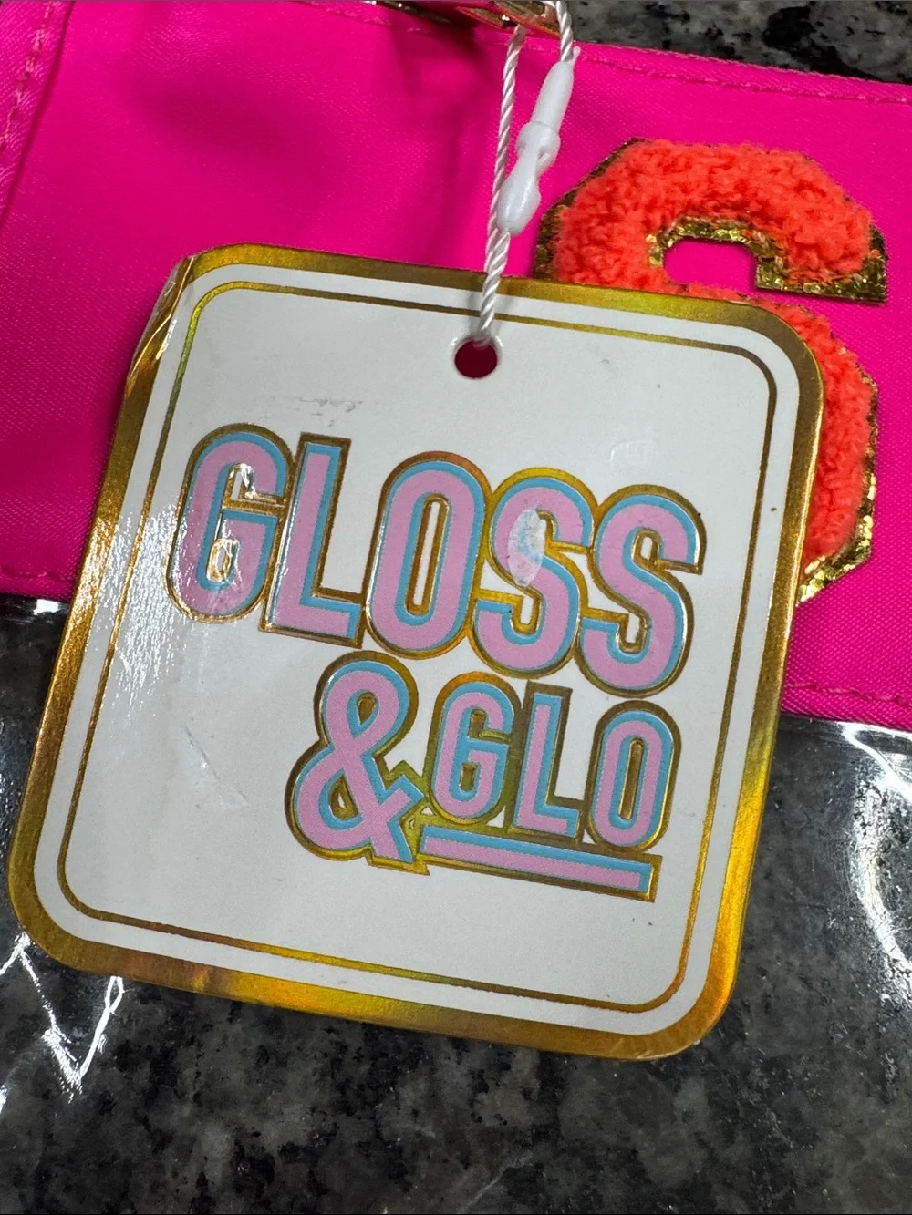 Neon Pink 'SPF' Clear  large Wristlet Cosmetic Pouch NWT